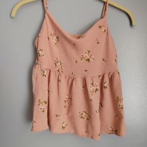 American Eagle Pink Floral XS Babydoll Blouse